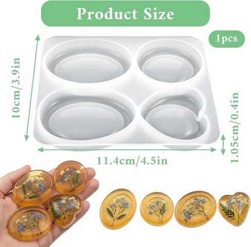 DIY Resin Silicone Molds for Thumb Worry Stones, 4 Unique Designs: Heart, Round, Oval, Teardrop - Stress Relief & Anxiety Meditation Pocket Stones - Perfect for Epoxy Casting in Saudi Arabia