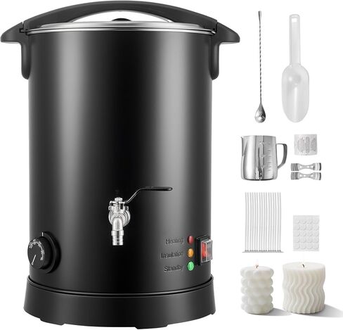 VEVOR 20Lbs Wax Melter for Candle Making, Fast and Even Heating, with Easy Pour Spout and Temperature Control, Hourglass Base for Non-Stick Smooth Flow, Wax Melting Pot for Making Candles Soaps in Saudi Arabia