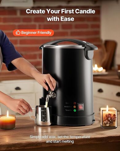 VEVOR 20Lbs Wax Melter for Candle Making, Fast and Even Heating, with Easy Pour Spout and Temperature Control, Hourglass Base for Non-Stick Smooth Flow, Wax Melting Pot for Making Candles Soaps in Saudi Arabia