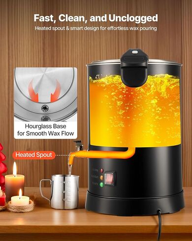 VEVOR 20Lbs Wax Melter for Candle Making, Fast and Even Heating, with Easy Pour Spout and Temperature Control, Hourglass Base for Non-Stick Smooth Flow, Wax Melting Pot for Making Candles Soaps in Saudi Arabia