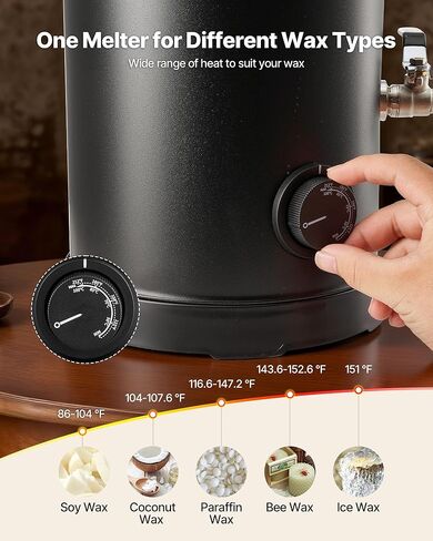 VEVOR 20Lbs Wax Melter for Candle Making, Fast and Even Heating, with Easy Pour Spout and Temperature Control, Hourglass Base for Non-Stick Smooth Flow, Wax Melting Pot for Making Candles Soaps in Saudi Arabia