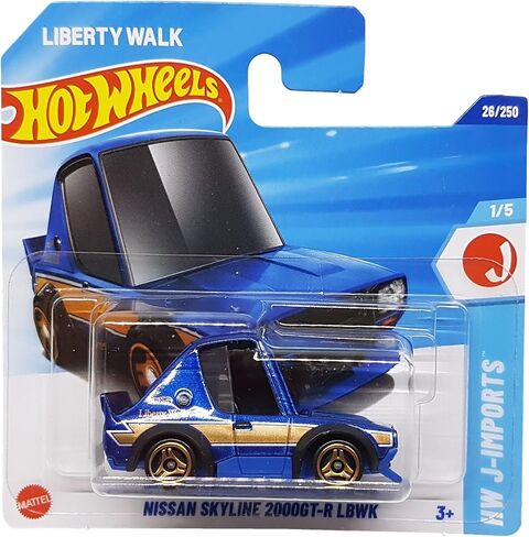 Hot Wheels - Nissan Skyline 2000GT-R LBWK - HW J-Imports 1/5 - HYX54 - Short Card - Liberty Walk - Blue Gold Metallic - Mattel 2025 - 1:64 in Saudi Arabia
