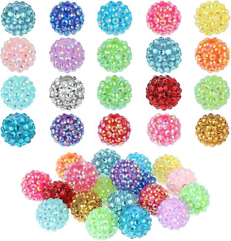 Rhinestone Beads for Beadable Pens 20 Pcs Mixed Color Glitter Crystal Candy Spacer Beads for Pens 16mm Bubblegum Bead for DIY Bead Pen Making in Saudi Arabia