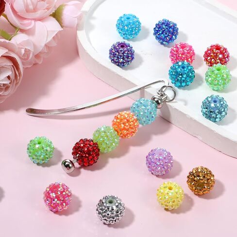 Rhinestone Beads for Beadable Pens 20 Pcs Mixed Color Glitter Crystal Candy Spacer Beads for Pens 16mm Bubblegum Bead for DIY Bead Pen Making in Saudi Arabia