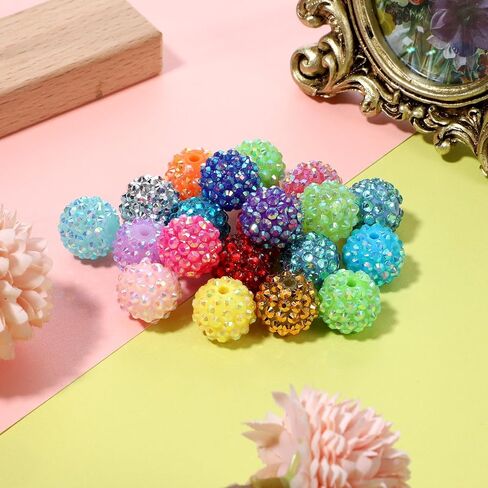 Rhinestone Beads for Beadable Pens 20 Pcs Mixed Color Glitter Crystal Candy Spacer Beads for Pens 16mm Bubblegum Bead for DIY Bead Pen Making in Saudi Arabia