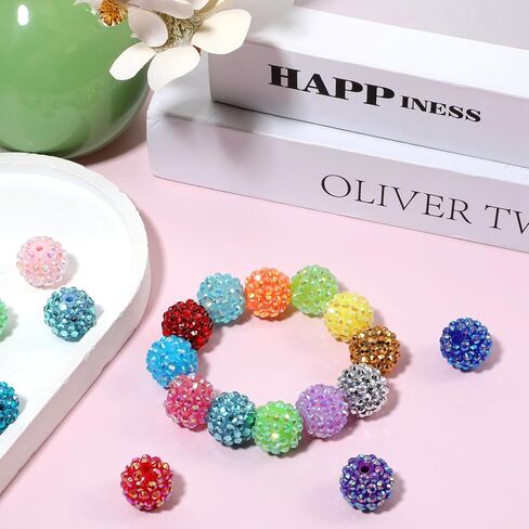 Rhinestone Beads for Beadable Pens 20 Pcs Mixed Color Glitter Crystal Candy Spacer Beads for Pens 16mm Bubblegum Bead for DIY Bead Pen Making in Saudi Arabia