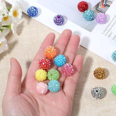 Rhinestone Beads for Beadable Pens 20 Pcs Mixed Color Glitter Crystal Candy Spacer Beads for Pens 16mm Bubblegum Bead for DIY Bead Pen Making in Saudi Arabia