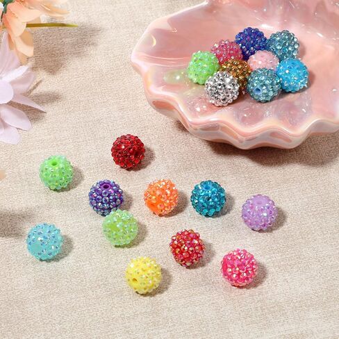 Rhinestone Beads for Beadable Pens 20 Pcs Mixed Color Glitter Crystal Candy Spacer Beads for Pens 16mm Bubblegum Bead for DIY Bead Pen Making in Saudi Arabia