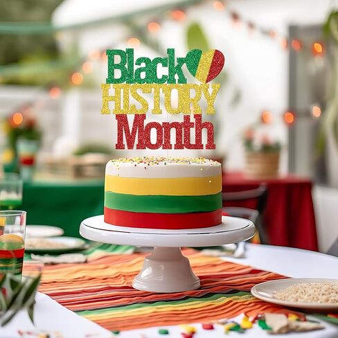 Black History Month Cake Topper, Honoring The Past Inspiring The Future, Black History Party Decor, African American Inspirational Freedom Party Decorations Glitter in Saudi Arabia