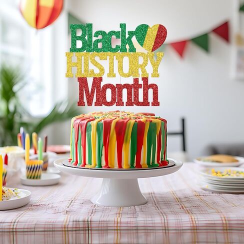 Black History Month Cake Topper, Honoring The Past Inspiring The Future, Black History Party Decor, African American Inspirational Freedom Party Decorations Glitter in Saudi Arabia