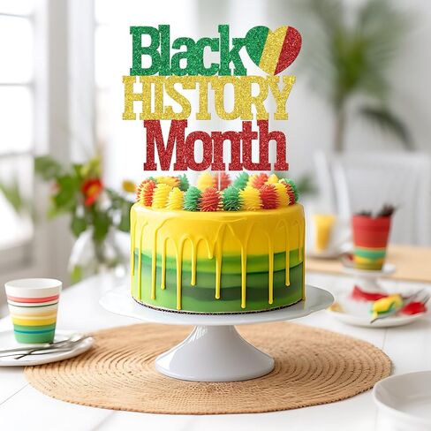 Black History Month Cake Topper, Honoring The Past Inspiring The Future, Black History Party Decor, African American Inspirational Freedom Party Decorations Glitter in Saudi Arabia