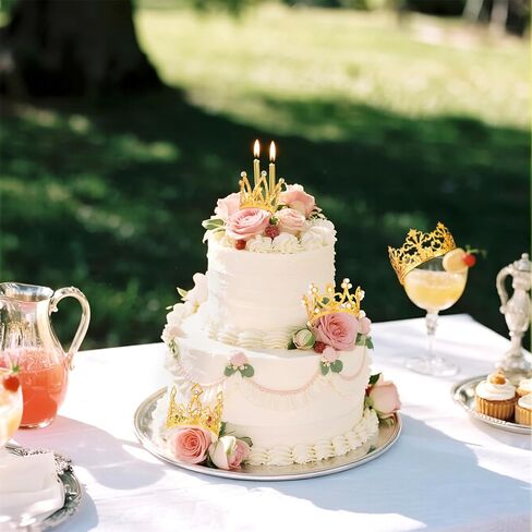 4 Pcs Crown Cake Topper Mini Gold Crown for Cake Flower Arrangements Bouquet Crystal Pearl Rhinestone Vintage Small Princess Crown for Birthday Wedding Baby Shower Decor in Saudi Arabia