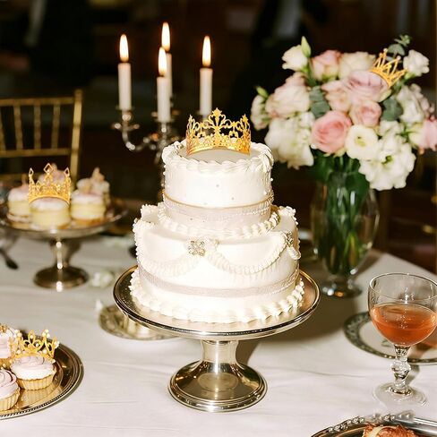 4 Pcs Crown Cake Topper Mini Gold Crown for Cake Flower Arrangements Bouquet Crystal Pearl Rhinestone Vintage Small Princess Crown for Birthday Wedding Baby Shower Decor in Saudi Arabia