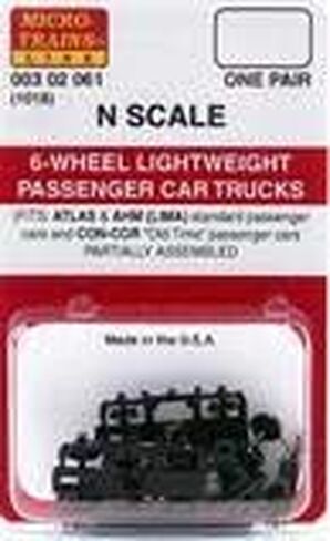 Micro-Trains 00302061-6-Wheel Passenger Car Trucks with Adjustable Couplers (1018) 1 Pair in Saudi Arabia