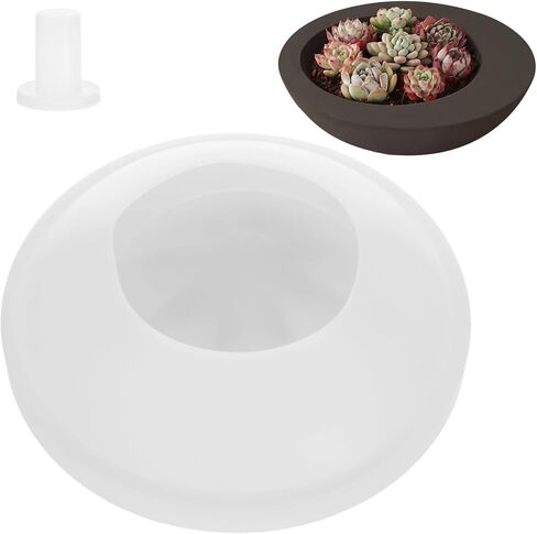 Large Round Container Silicone Mold, Irregular Resin Concrete Bowl Molds for Craft, Jewelry Candle Holder Mold with a Hole Puncher for DIY Plaster Candle Pot Making in Saudi Arabia