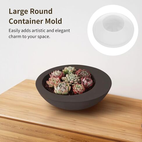 Large Round Container Silicone Mold, Irregular Resin Concrete Bowl Molds for Craft, Jewelry Candle Holder Mold with a Hole Puncher for DIY Plaster Candle Pot Making in Saudi Arabia