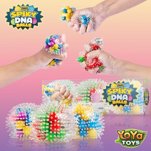 YoYa Toys Spiky Led DNA Balls - Fidget Toy Stress Ball - Colorful Soft Squishy - Mental Stimulation, Clarity & Focus Tool - Fun for Any Age - 3 Pack in Kuwait