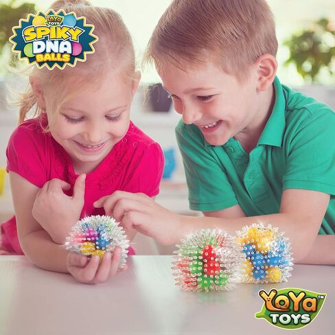 YoYa Toys Spiky Led DNA Balls - Fidget Toy Stress Ball - Colorful Soft Squishy - Mental Stimulation, Clarity & Focus Tool - Fun for Any Age - 3 Pack in Kuwait