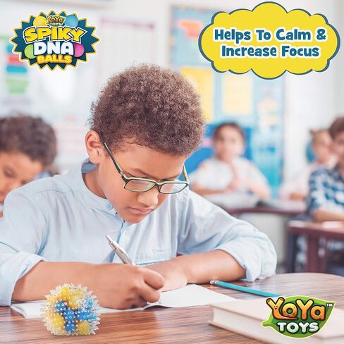 YoYa Toys Spiky Led DNA Balls - Fidget Toy Stress Ball - Colorful Soft Squishy - Mental Stimulation, Clarity & Focus Tool - Fun for Any Age - 3 Pack in Kuwait
