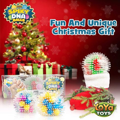 YoYa Toys Spiky Led DNA Balls - Fidget Toy Stress Ball - Colorful Soft Squishy - Mental Stimulation, Clarity & Focus Tool - Fun for Any Age - 3 Pack in Kuwait