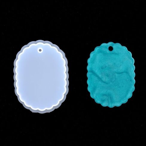 1Pc Round Pendants Silicone Molds Resin Casting Molds for UV Resin Charms DIY Jewerly Crafts Making Tools Handmade Crafts Supplies for Keychains Necklace Ornaments 7.8x6.9x1.2cm Hole 5mm in Saudi Arabia