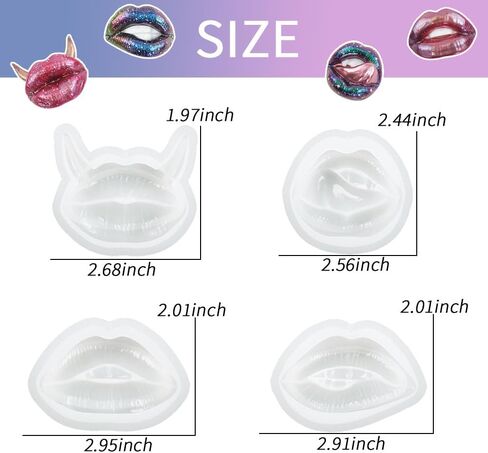 BIGEBO 4 pcs Lips Resin Mold, 3D Mouth Silicone Casting Molds for Resin DIY Home Decoration Halloween Ornament in Saudi Arabia