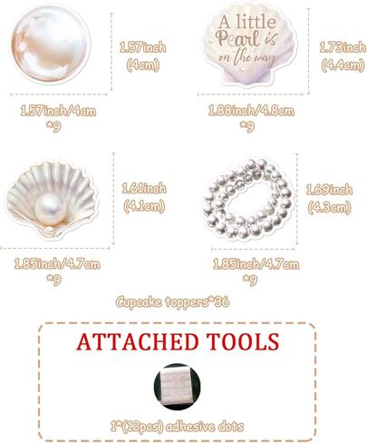 Pearl Baby Shower Decoration a Little Pearl Is on the Way Cupcake Topper 36Pcs Sea Shell Under the Sea Cake Toppers Double-Sided Printing for Women Ocean Theme Baby Shower Gender Reveal Party Supplies in Saudi Arabia