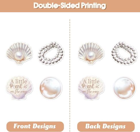 Pearl Baby Shower Decoration a Little Pearl Is on the Way Cupcake Topper 36Pcs Sea Shell Under the Sea Cake Toppers Double-Sided Printing for Women Ocean Theme Baby Shower Gender Reveal Party Supplies in Saudi Arabia