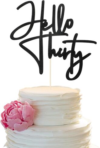 Hello Thirty Cake Topper Black Glitter 30th Birthday Cake Decorations Happy 30th Birthday Anniversary Party Decorations Supplies For Her And Him Women Happy Birthday Party Supplies in Saudi Arabia