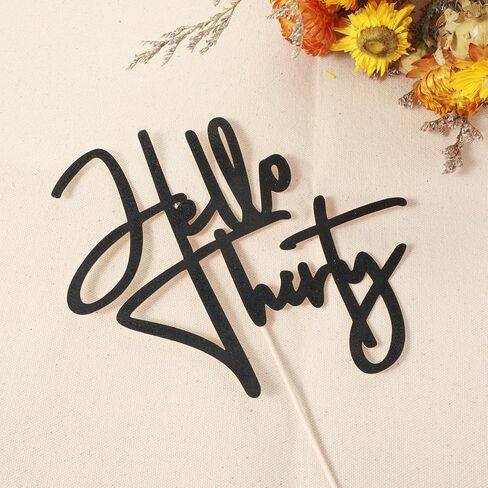 Hello Thirty Cake Topper Black Glitter 30th Birthday Cake Decorations Happy 30th Birthday Anniversary Party Decorations Supplies For Her And Him Women Happy Birthday Party Supplies in Saudi Arabia