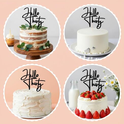 Hello Thirty Cake Topper Black Glitter 30th Birthday Cake Decorations Happy 30th Birthday Anniversary Party Decorations Supplies For Her And Him Women Happy Birthday Party Supplies in Saudi Arabia