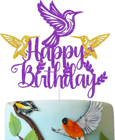 Hummingbird Birthday Cake Topper, Glitter Hummingbird Party Cake Topper, Bird Birthday Decoration Bird CupCake Topper for Women Baby Shower Party Supplies in Saudi Arabia