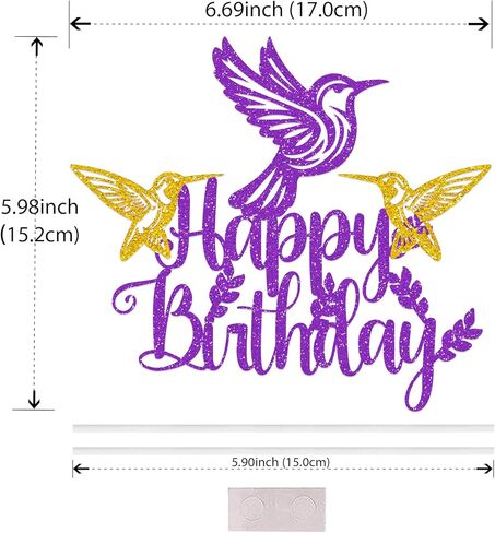 Hummingbird Birthday Cake Topper, Glitter Hummingbird Party Cake Topper, Bird Birthday Decoration Bird CupCake Topper for Women Baby Shower Party Supplies in Saudi Arabia