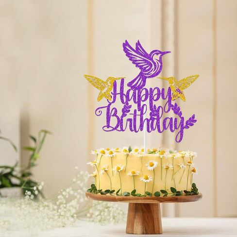 Hummingbird Birthday Cake Topper, Glitter Hummingbird Party Cake Topper, Bird Birthday Decoration Bird CupCake Topper for Women Baby Shower Party Supplies in Saudi Arabia