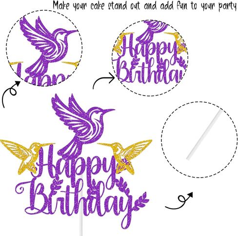 Hummingbird Birthday Cake Topper, Glitter Hummingbird Party Cake Topper, Bird Birthday Decoration Bird CupCake Topper for Women Baby Shower Party Supplies in Saudi Arabia