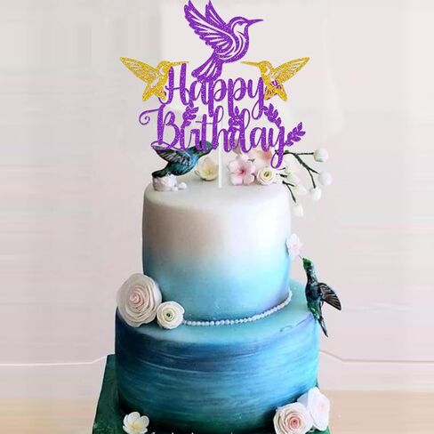 Hummingbird Birthday Cake Topper, Glitter Hummingbird Party Cake Topper, Bird Birthday Decoration Bird CupCake Topper for Women Baby Shower Party Supplies in Saudi Arabia