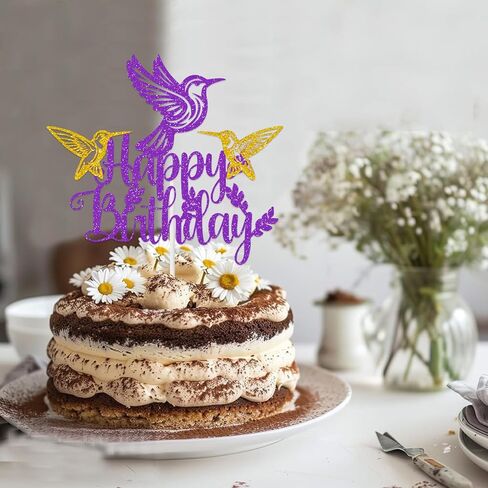 Hummingbird Birthday Cake Topper, Glitter Hummingbird Party Cake Topper, Bird Birthday Decoration Bird CupCake Topper for Women Baby Shower Party Supplies in Saudi Arabia
