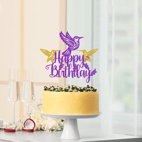 Hummingbird Birthday Cake Topper, Glitter Hummingbird Party Cake Topper, Bird Birthday Decoration Bird CupCake Topper for Women Baby Shower Party Supplies in Saudi Arabia