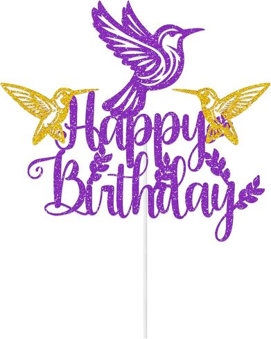 Hummingbird Birthday Cake Topper, Glitter Hummingbird Party Cake Topper, Bird Birthday Decoration Bird CupCake Topper for Women Baby Shower Party Supplies in Saudi Arabia