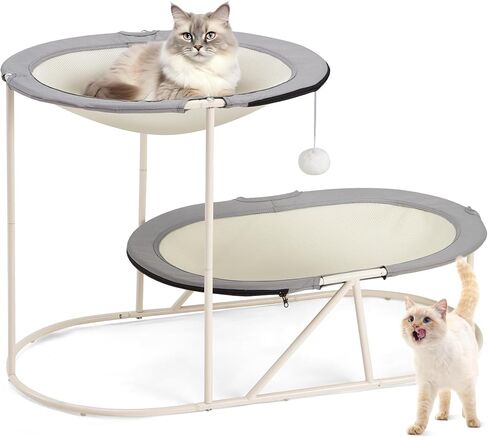 سرير أرجوحة مرتفع للقطط من Erinnyees، أكسفورد قابل للتنفس للأسر المتعددة القطط، مع شبكة قابلة للإزالة والغسل، وقاعدة مثلثة قوية وإطار فولاذي، وأثاث شبكي للحيوانات الأليفة للاستخدام الداخلي والخارجي in Kuwait