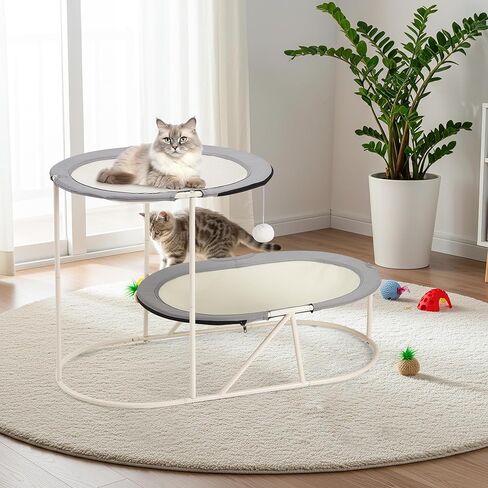 سرير أرجوحة مرتفع للقطط من Erinnyees، أكسفورد قابل للتنفس للأسر المتعددة القطط، مع شبكة قابلة للإزالة والغسل، وقاعدة مثلثة قوية وإطار فولاذي، وأثاث شبكي للحيوانات الأليفة للاستخدام الداخلي والخارجي in Kuwait