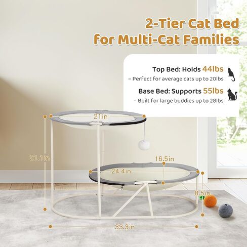 سرير أرجوحة مرتفع للقطط من Erinnyees، أكسفورد قابل للتنفس للأسر المتعددة القطط، مع شبكة قابلة للإزالة والغسل، وقاعدة مثلثة قوية وإطار فولاذي، وأثاث شبكي للحيوانات الأليفة للاستخدام الداخلي والخارجي in Kuwait