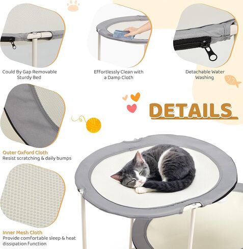 سرير أرجوحة مرتفع للقطط من Erinnyees، أكسفورد قابل للتنفس للأسر المتعددة القطط، مع شبكة قابلة للإزالة والغسل، وقاعدة مثلثة قوية وإطار فولاذي، وأثاث شبكي للحيوانات الأليفة للاستخدام الداخلي والخارجي in Kuwait