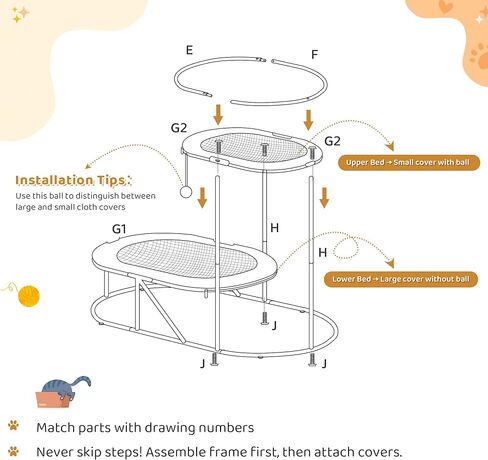 سرير أرجوحة مرتفع للقطط من Erinnyees، أكسفورد قابل للتنفس للأسر المتعددة القطط، مع شبكة قابلة للإزالة والغسل، وقاعدة مثلثة قوية وإطار فولاذي، وأثاث شبكي للحيوانات الأليفة للاستخدام الداخلي والخارجي in Kuwait