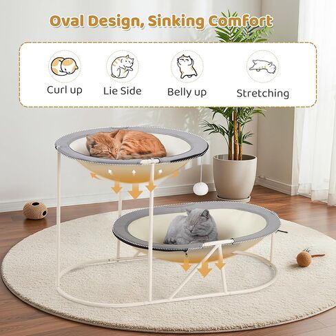 سرير أرجوحة مرتفع للقطط من Erinnyees، أكسفورد قابل للتنفس للأسر المتعددة القطط، مع شبكة قابلة للإزالة والغسل، وقاعدة مثلثة قوية وإطار فولاذي، وأثاث شبكي للحيوانات الأليفة للاستخدام الداخلي والخارجي in Kuwait