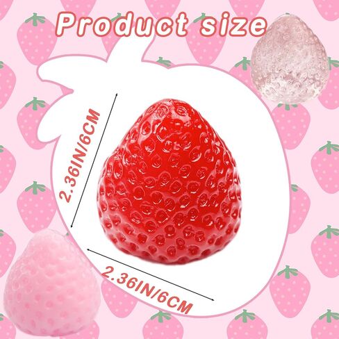 3Pcs Big Tabas Strawberry Squeeze Toys, Sticky Stress Relief Cute Fruit Toy for Kids Adults Christmas Halloween Decoration Gift in Saudi Arabia
