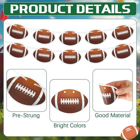 MARFOREVER 6 Pack Football Party Banner Decorations, NO DIY Pre-Strung Football Garlands Background Football Hanging Paper Cutouts Banner Flags for Bowl Game Supplies Sports Birthday Party Favors in Saudi Arabia