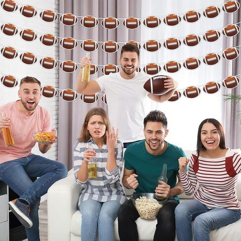 MARFOREVER 6 Pack Football Party Banner Decorations, NO DIY Pre-Strung Football Garlands Background Football Hanging Paper Cutouts Banner Flags for Bowl Game Supplies Sports Birthday Party Favors in Saudi Arabia