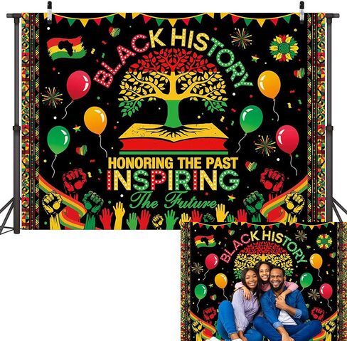 Black History Month Backdrop African American Black History Month Photoshoot Background Honoring The Past Inspiring The Future Inspirational Outdoor Party Decor Banner Supplies (82x59inch(7x5FT)) in Saudi Arabia