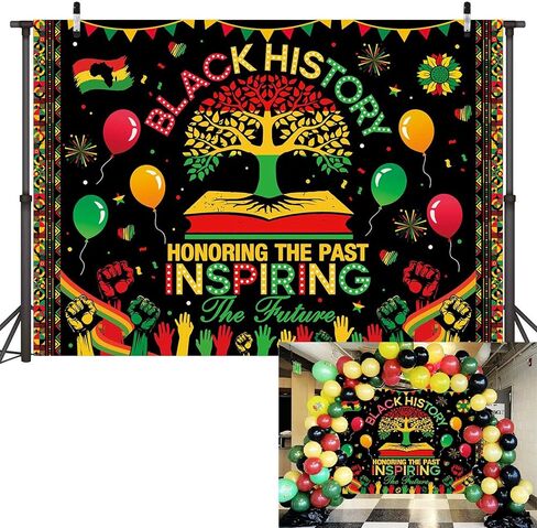 Black History Month Backdrop African American Black History Month Photoshoot Background Honoring The Past Inspiring The Future Inspirational Outdoor Party Decor Banner Supplies (82x59inch(7x5FT)) in Kuwait